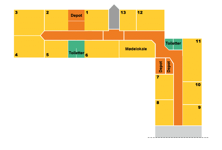 Plantegning over kontorer i Voxeværket Taastrup